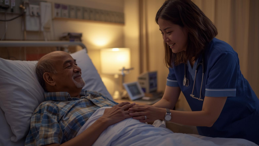 A caregiver bonding with a patient