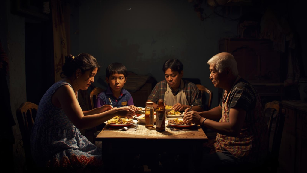 A family struggling to survive poverty