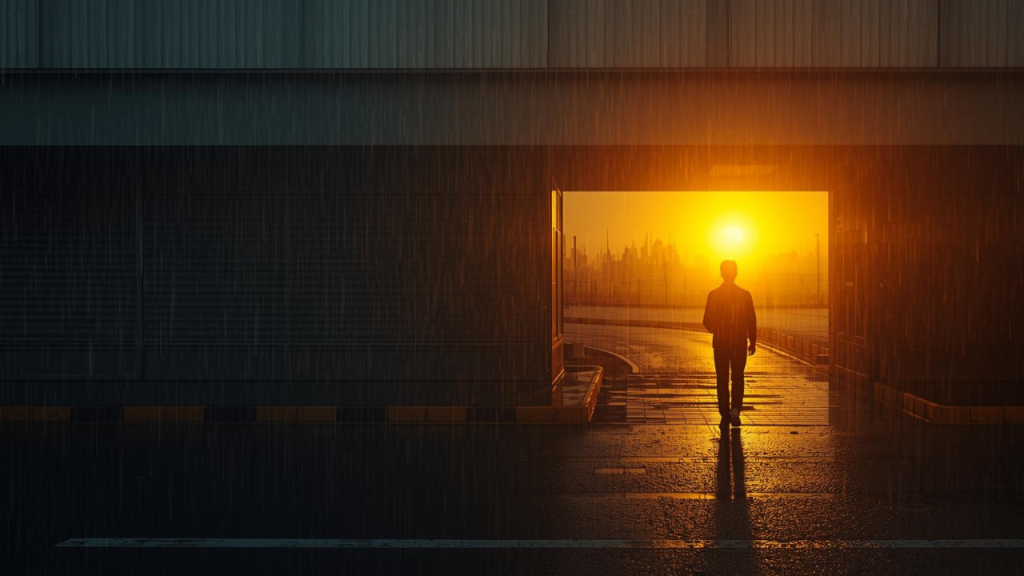 A person losing everything and rising again