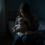 A woman grieving her lost child