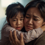 A young girl helping her mother heal